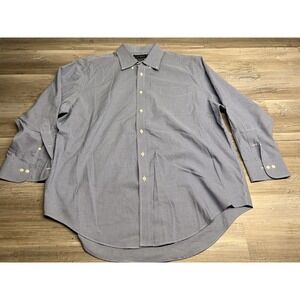 Ralph Lauren Dress Shirt Blue‎ Mini Check Gingham 17.5-32/33 No Iron